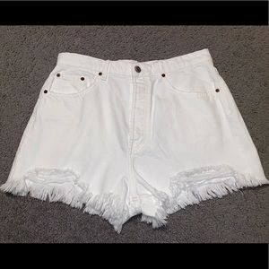 Women’s Frayed High Rise Denim Shorts